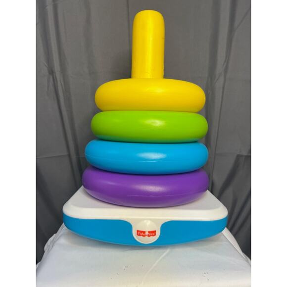 Fisher Price Large Rock A Stack, Stacking Ring Toy 6 Plastic Rings 15” Tall - Picture 5 of 9